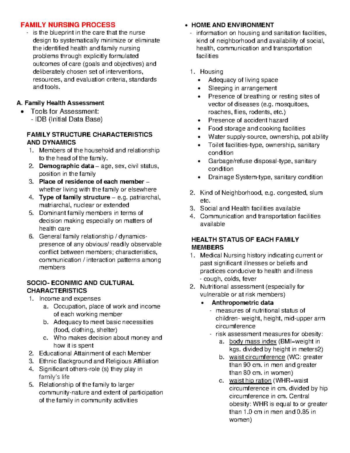 FAMILY NURSING PROCESS: Comprehensive Assessment Tools (Ilide - IDB ...