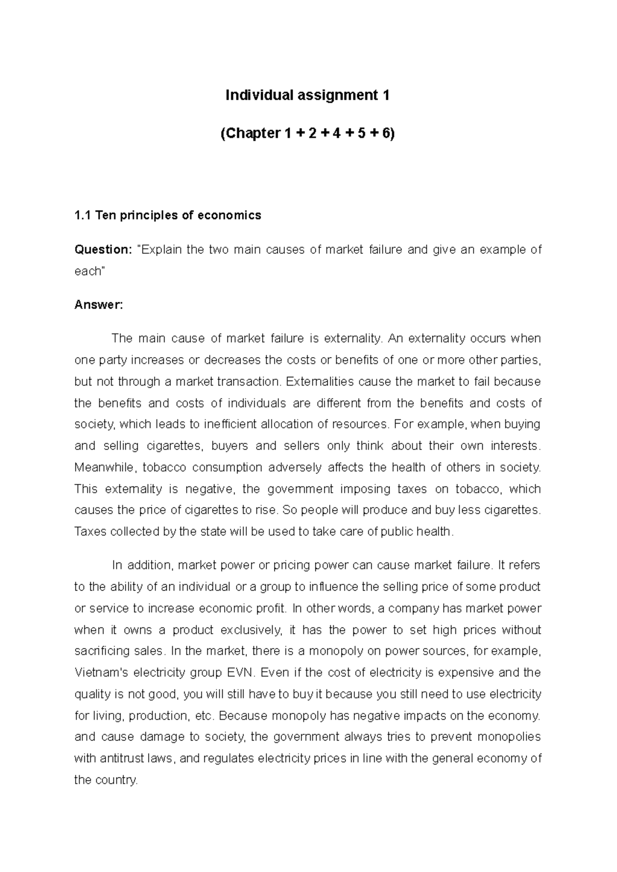 Individual assignment 1 - ECO - Individual assignment 1 (Chapter 1 + 2 ...