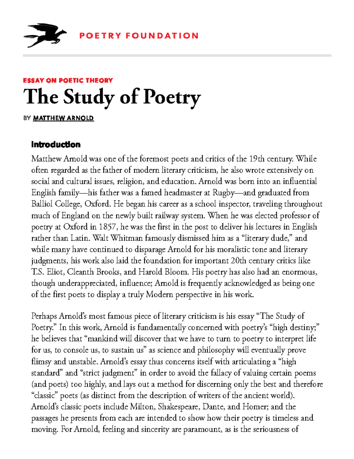 ENG 201: Final Exam Study Notes on Matthew Arnold's 
