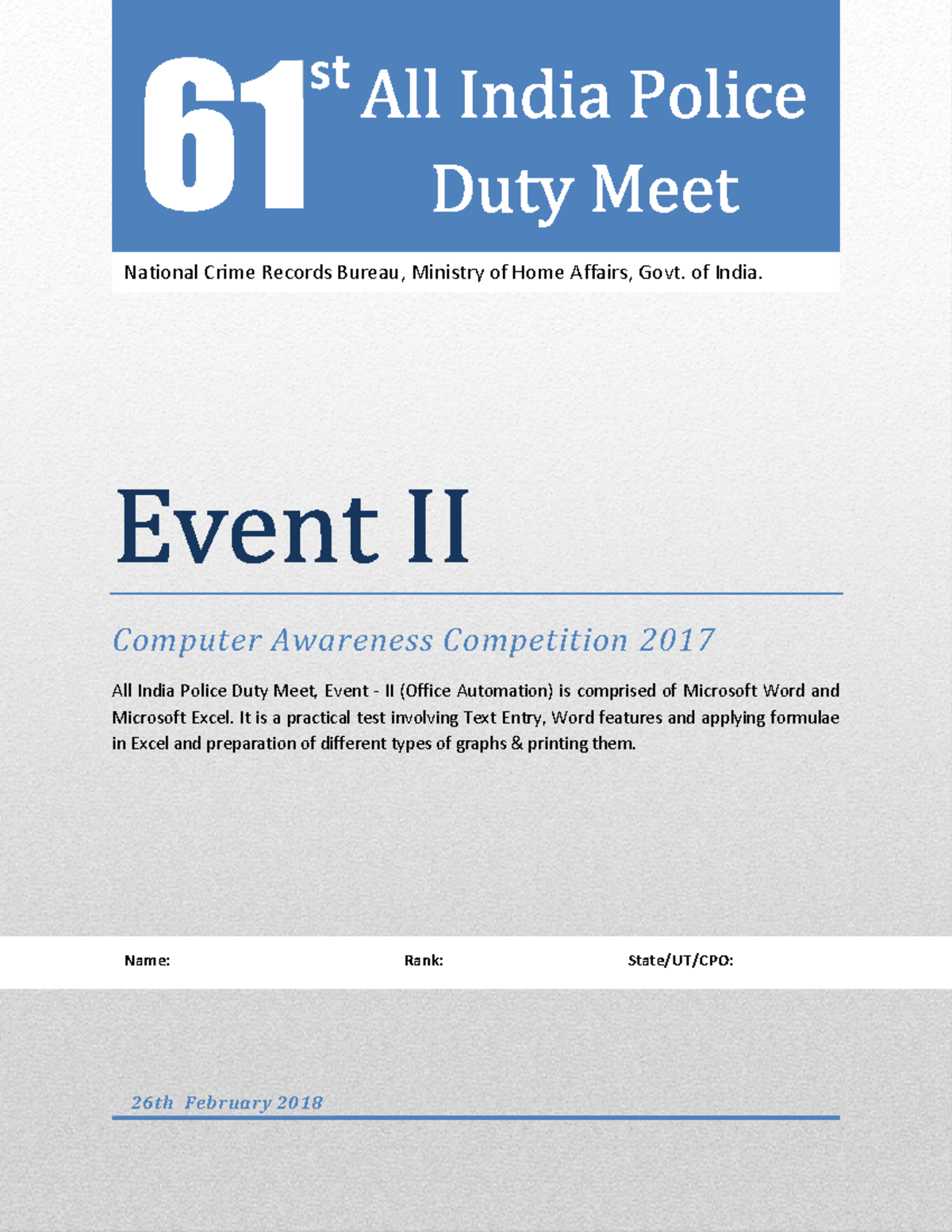 Computer Awareness Competition 2017: Event II (Office Automation) Guide ...