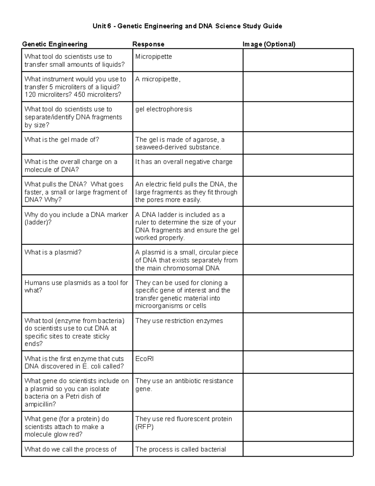 Unit 6 Study Guide: Essentials of Genetic Engineering & DNA Science ...