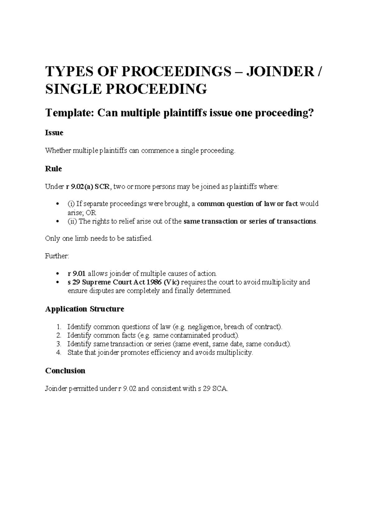 Types of Proceedings: Joinder and Court Selection Guidelines - Studocu