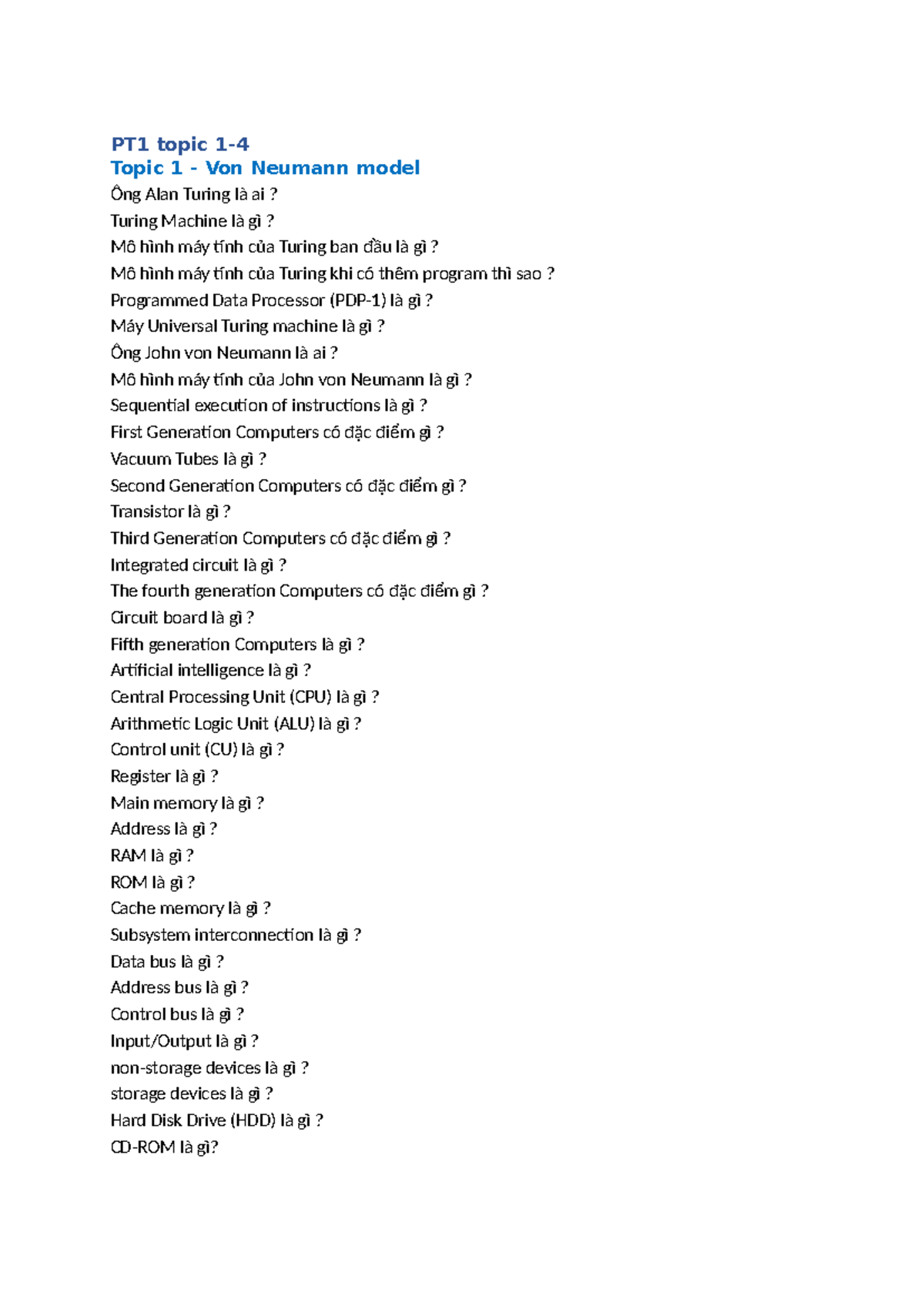 PT1-3: Key Concepts in Computer Science (CSI) Exam Review - Studocu