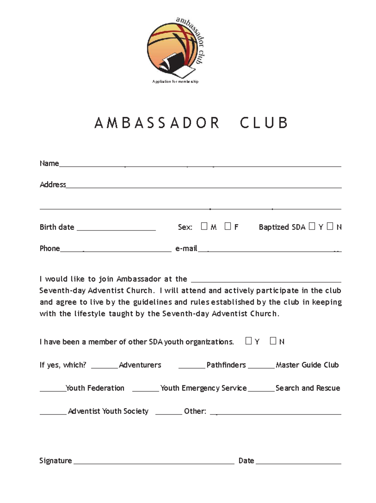 Ambassador-application-form - A M B A S S A D O R C L U B - Studocu