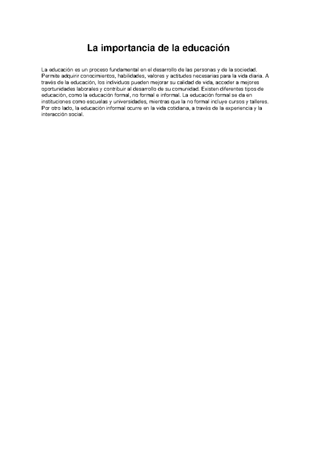La Importancia de la Educación en el Desarrollo Social - Educacion 1 ...