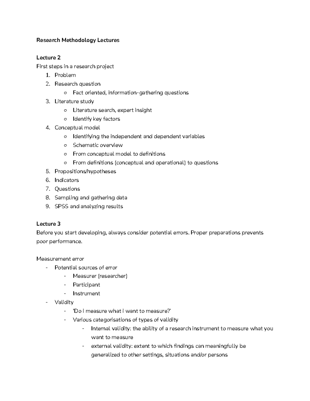 Research Methodology Lectures 2 & 3: Key Concepts & Validity Issues ...