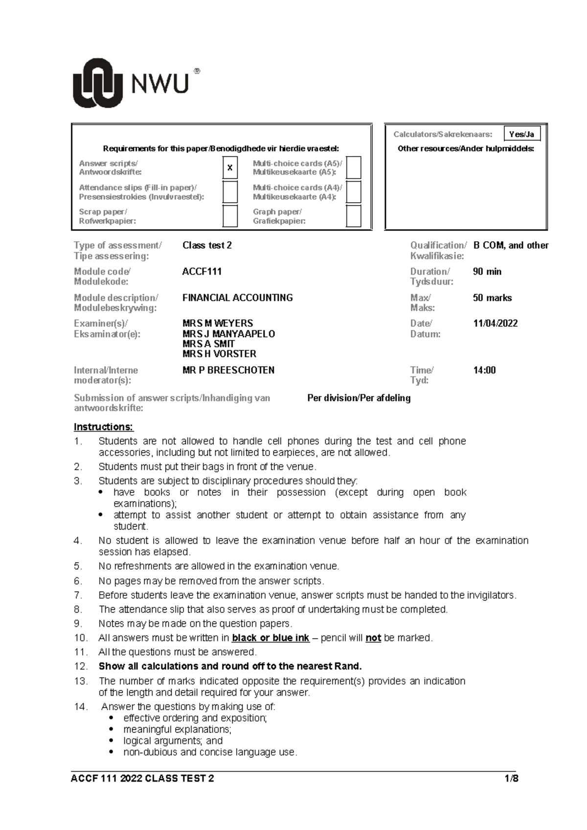 ACCF111 Assignment Test 2024: Financial Accounting Requirements - Studocu