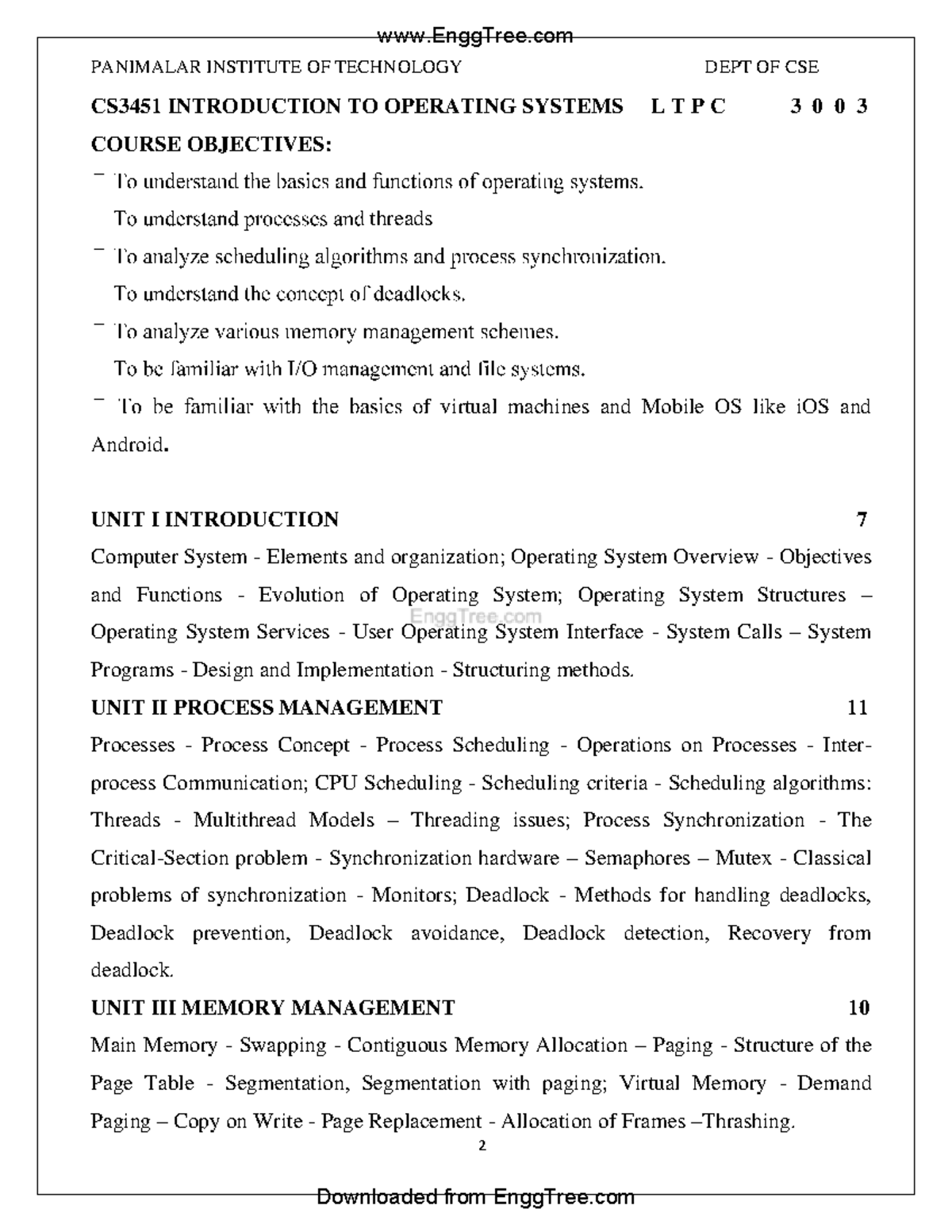 CS3451 Final Exam Two Mark Questions in Operating Systems - Studocu
