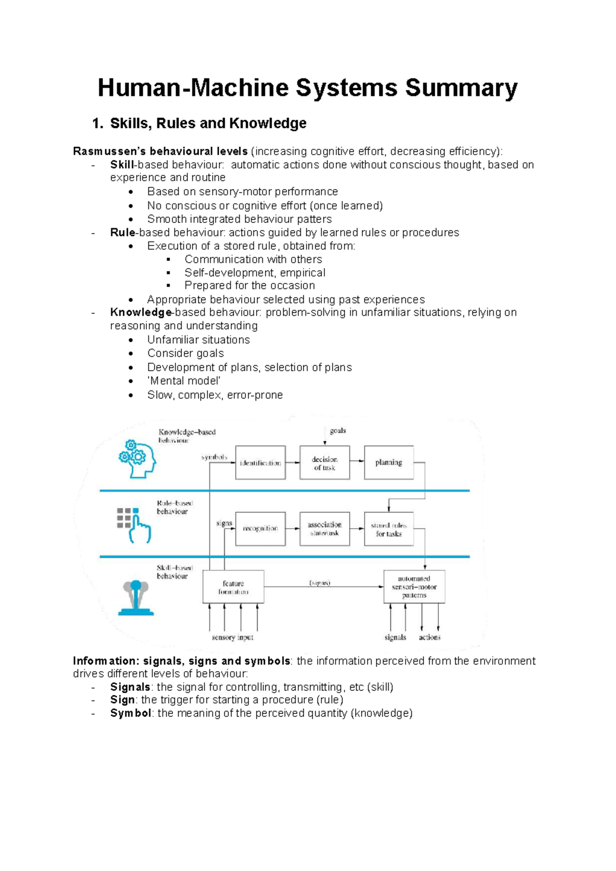 Human-Machine Systems Overview: Behavioral Levels & Cybernetics ...