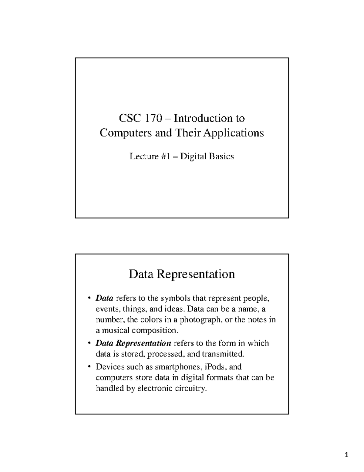 170l1 - I m student - CSC 170 – Introduction to Computers and Their ...