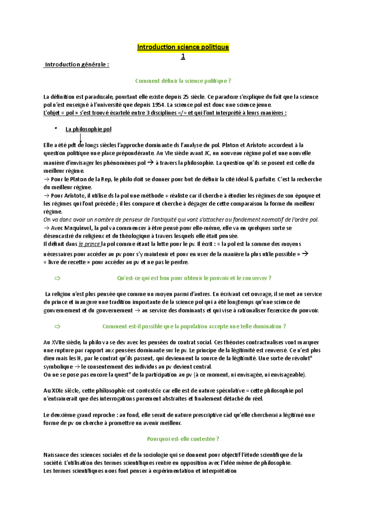 Titre : Introduction à la Science Politique (SCI 101) - Concepts et ...