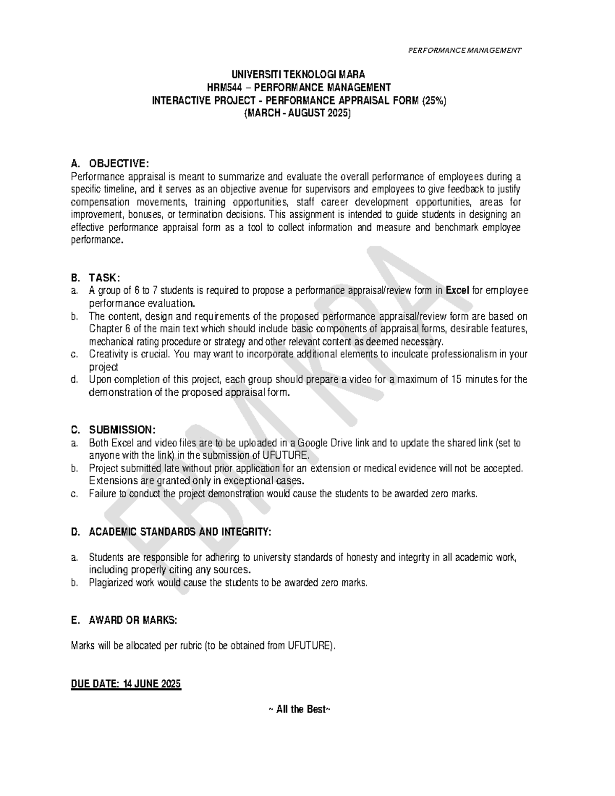 Excell PA FORM FULL Guidelines April 2025 - PERFORMANCE MANAGEMENT ...