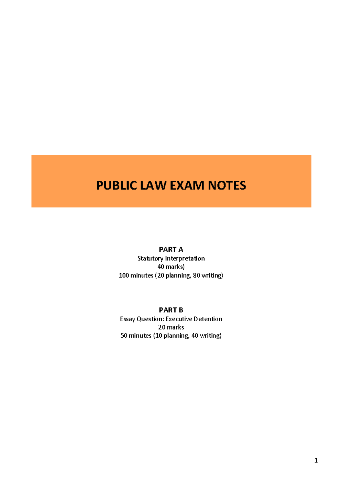 Public Law Exam Notes: Statutory Interpretation & Executive Detention ...
