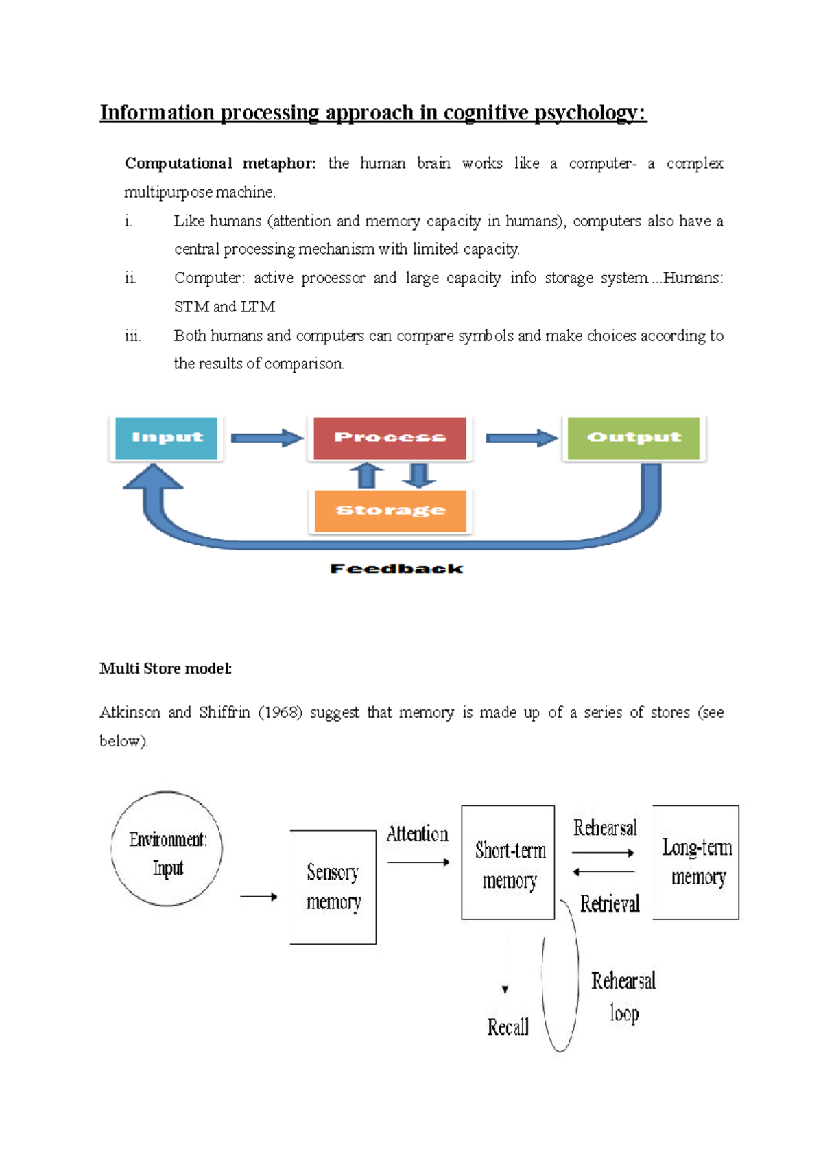 Cognitive Psychology - Information processing approach in cognitive ...
