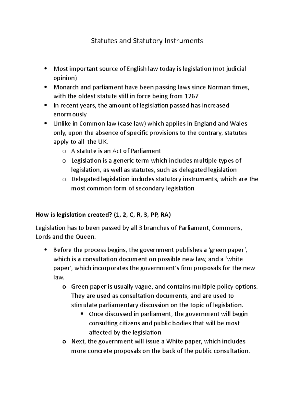 Common law LG2 - Categorisation and sources of law LEGISLATION ...