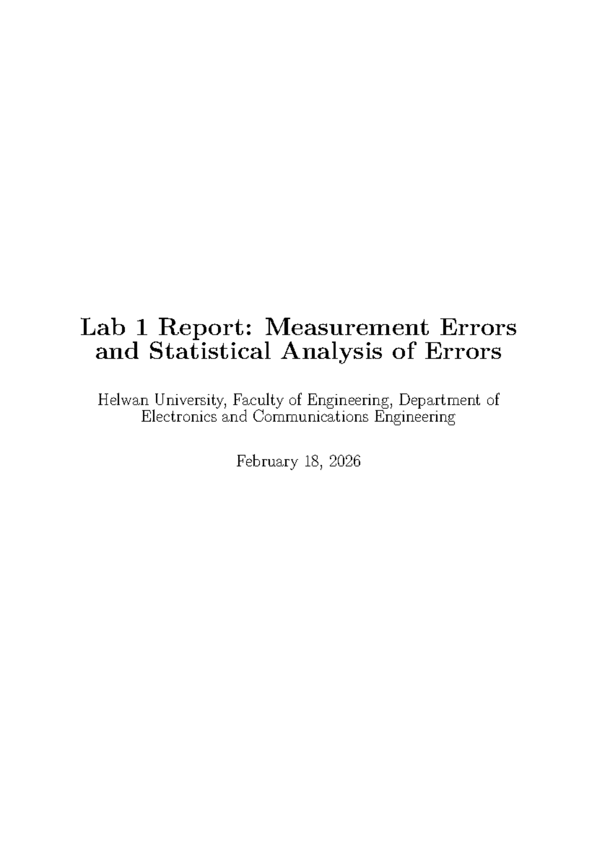 Lab 1 Report: Measurement Errors & Statistical Analysis (ECE 101) - Studocu