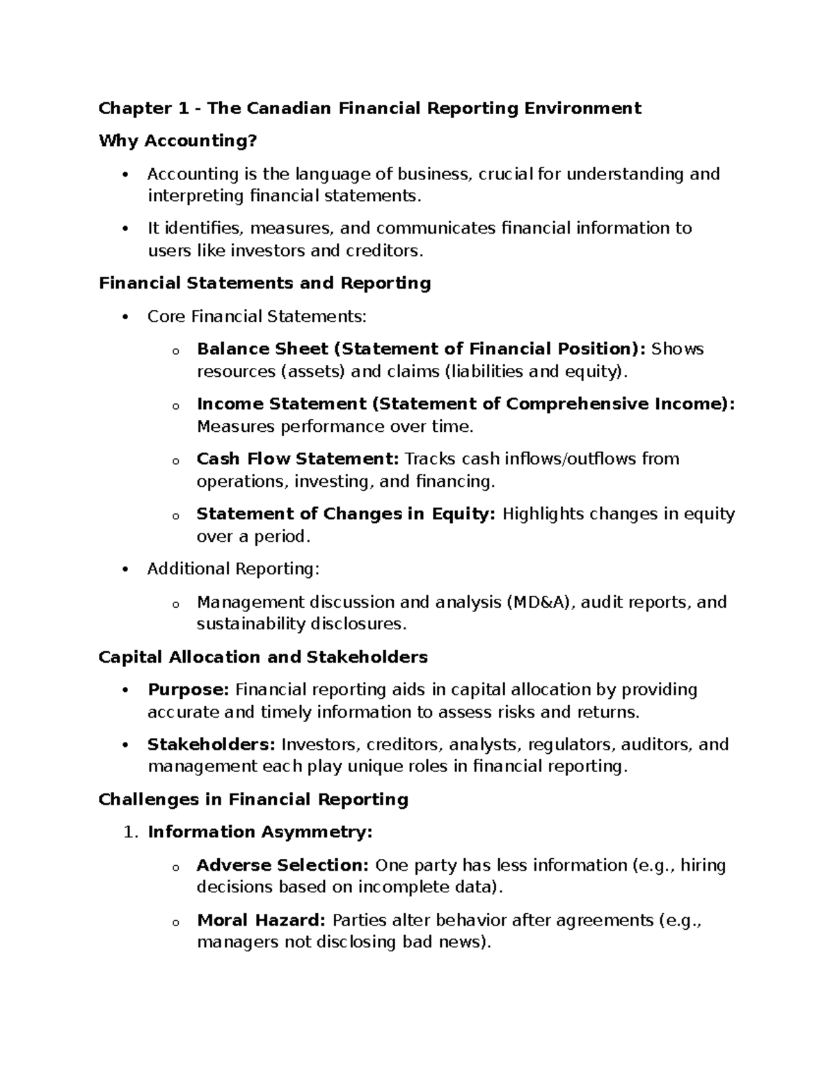 Chapter 1: The Canadian Financial Reporting Environment - Slides Notes ...