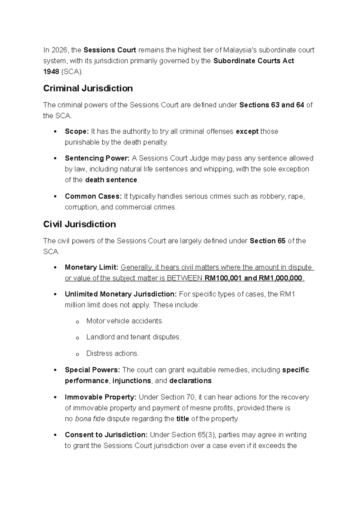 Jurisdiction of the Sessions Court: Overview and Powers - Studocu