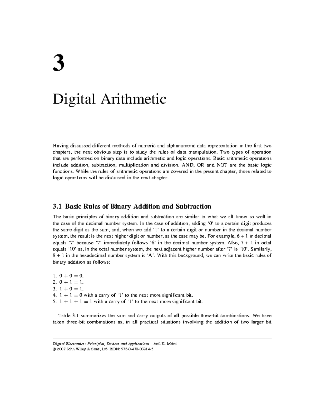 Digital Arithmetic: Rules and Operations in Binary Systems (MATH101 ...