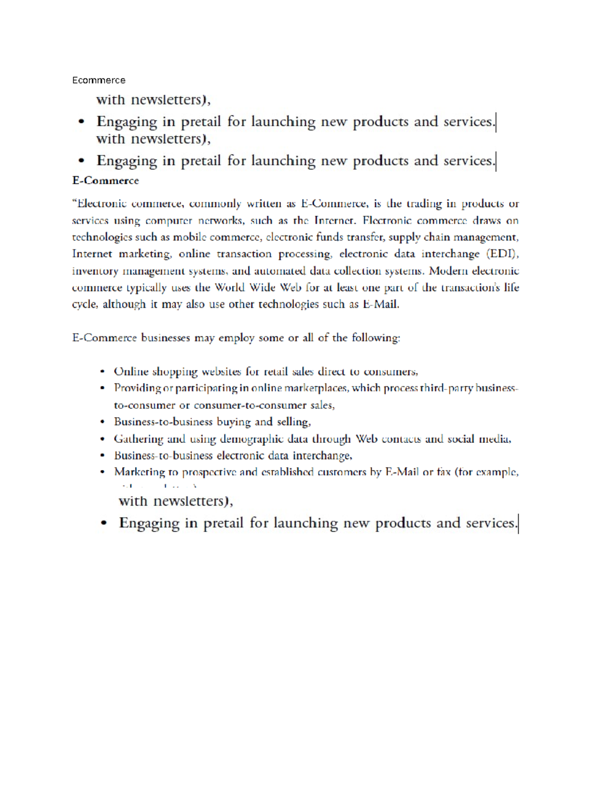 Ecommerce Course Notes and Key Concepts Overview - Studocu