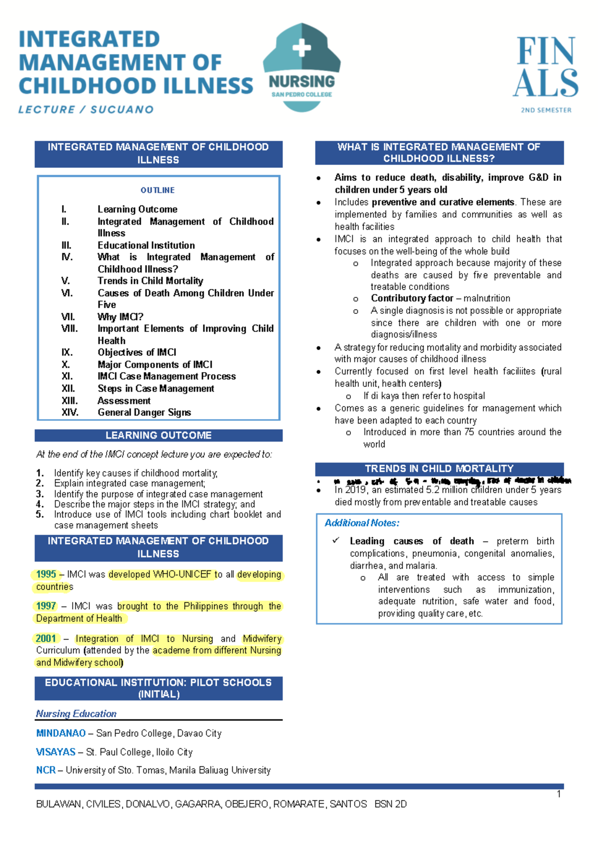 IMCI Concept Overview: Integrated Management of Childhood Illness - Studocu