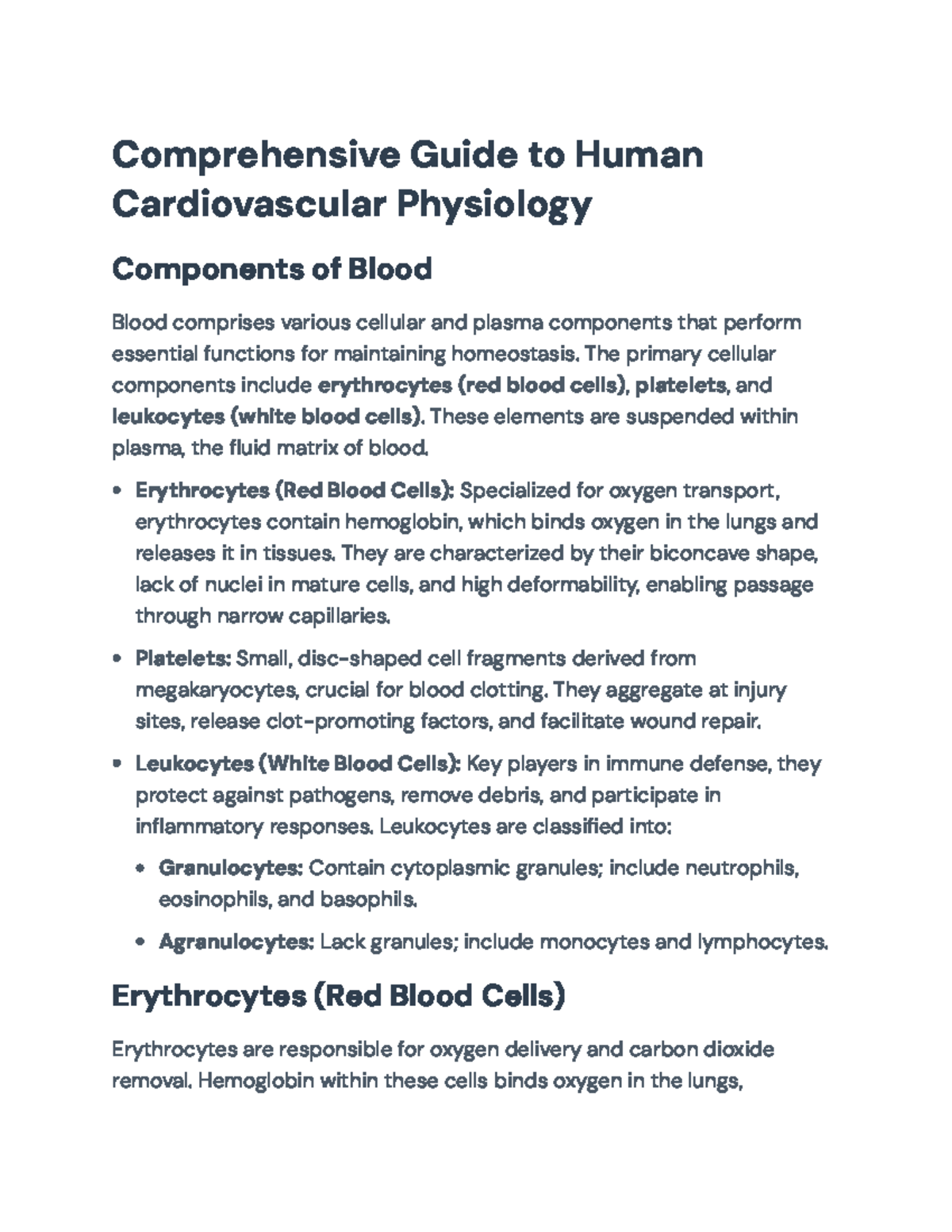 Comprehensive Overview of Human Cardiovascular Physiology (CVD 101 ...