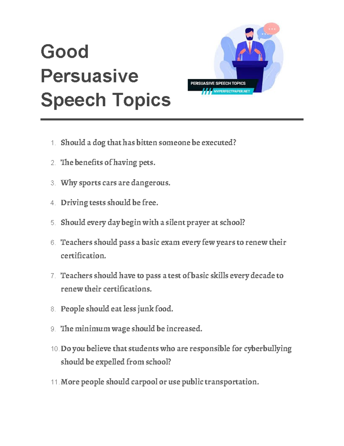 Persuasive Speech Topics for Effective Communication Strategies - Studocu