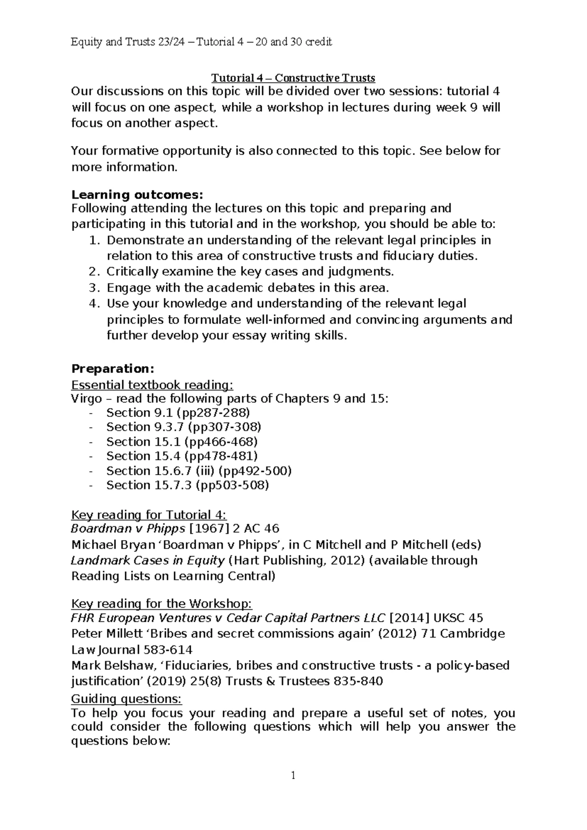 Tutorial 3 - Worksheet on Charitable & Non-Charitable Purpose Trusts ...