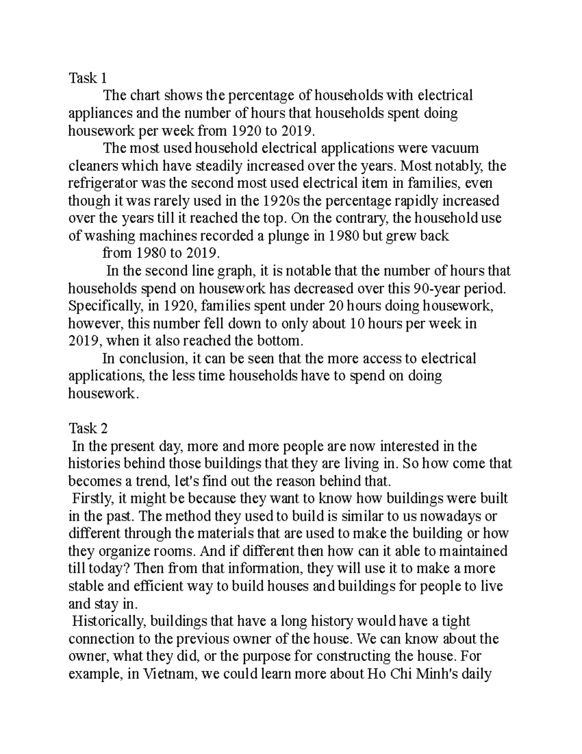 Writing Test 4: Analysis of Household Appliances & Historical Buildings ...