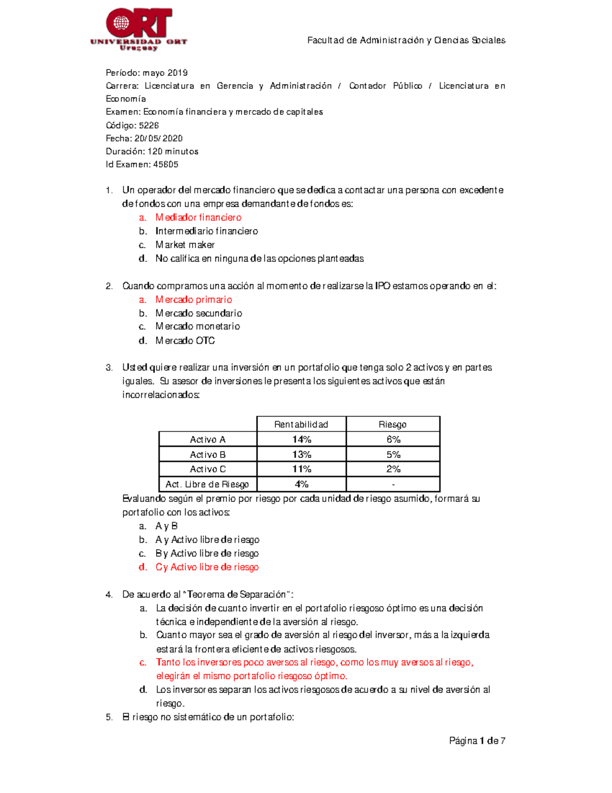 Examen 5226: Economía Financiera y Mercado de Capitales - Soluciones ...