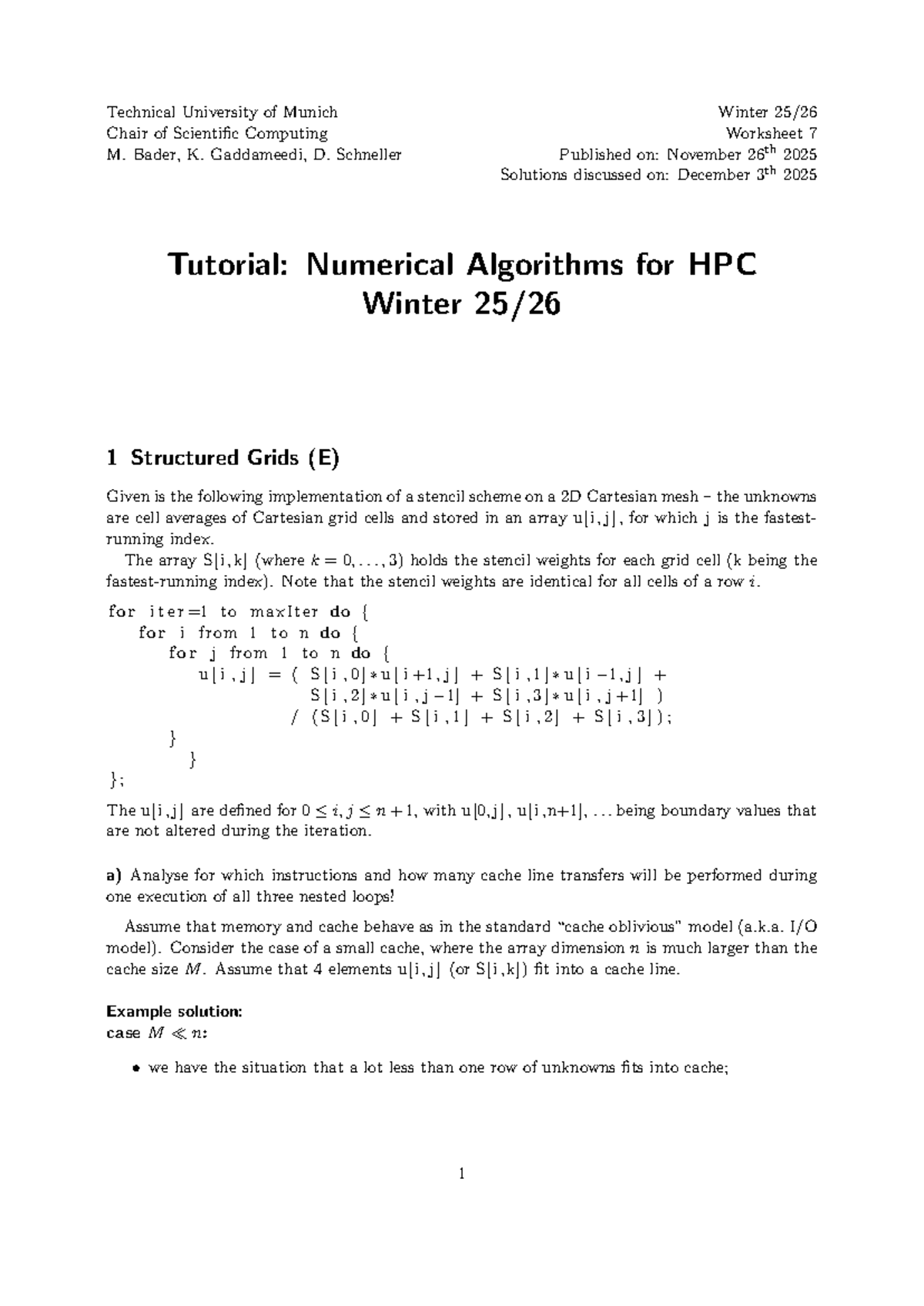 TUM Winter 25/26 Tutorial: Numerical Algorithms Worksheet 7 - Studocu