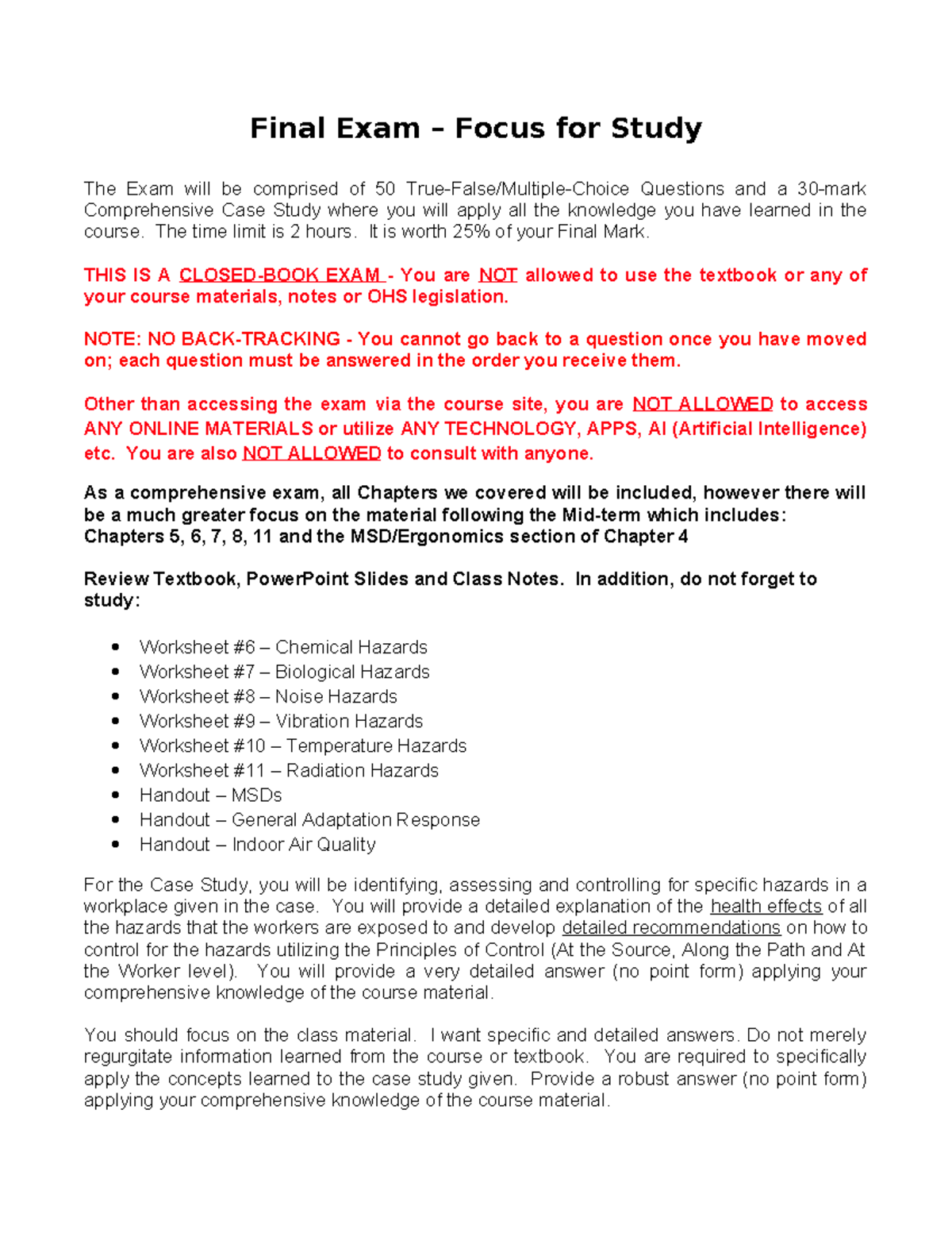 Final exam study guide for comprehensive case study and questions - Studocu