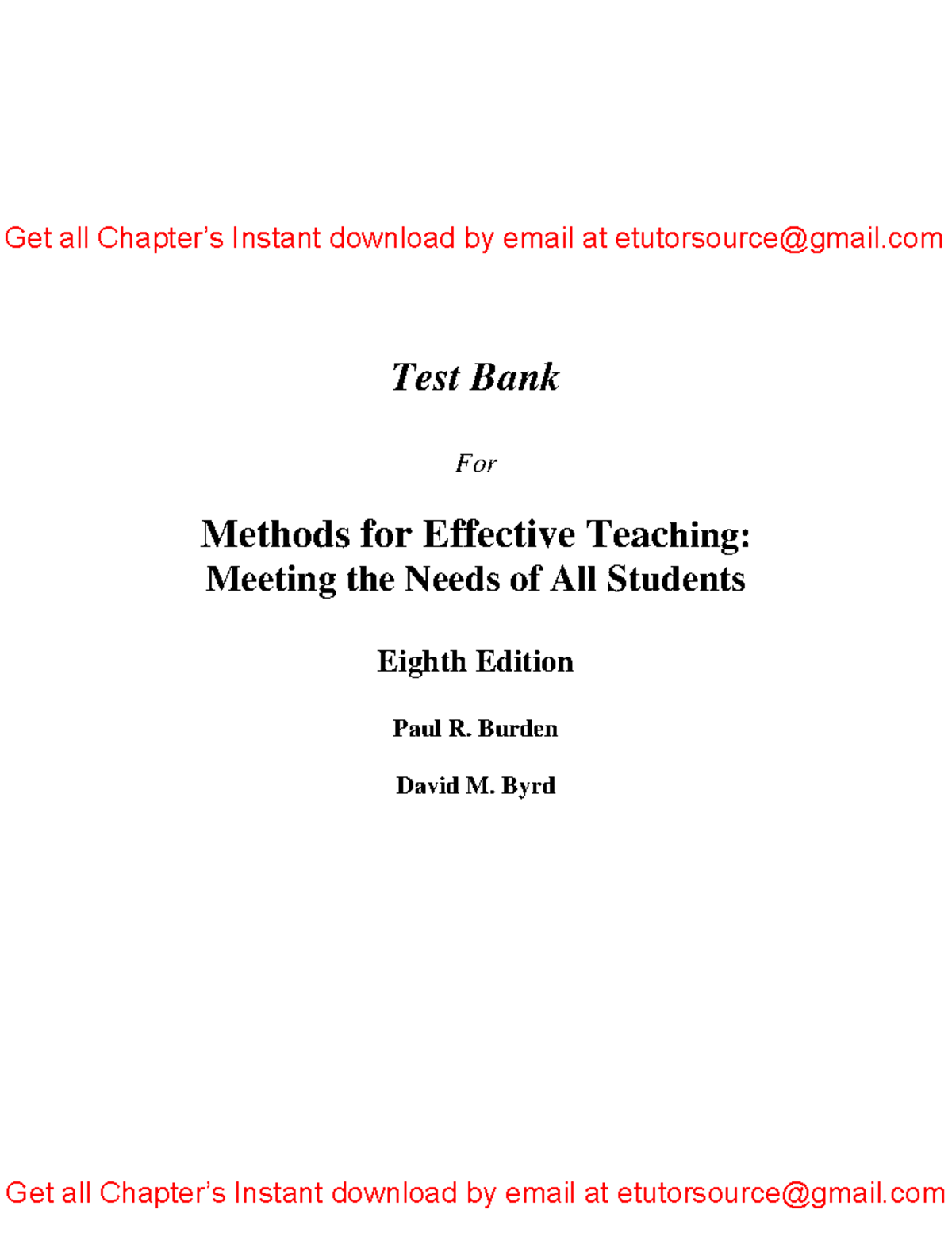 Test Bank for Methods for Effective Teaching, 8e: Key Concepts & Items ...