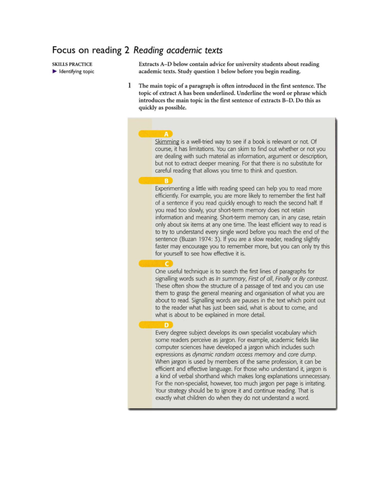 Lesson 4 - Reading Academic Texts: Skills Practice & Strategies - Studocu