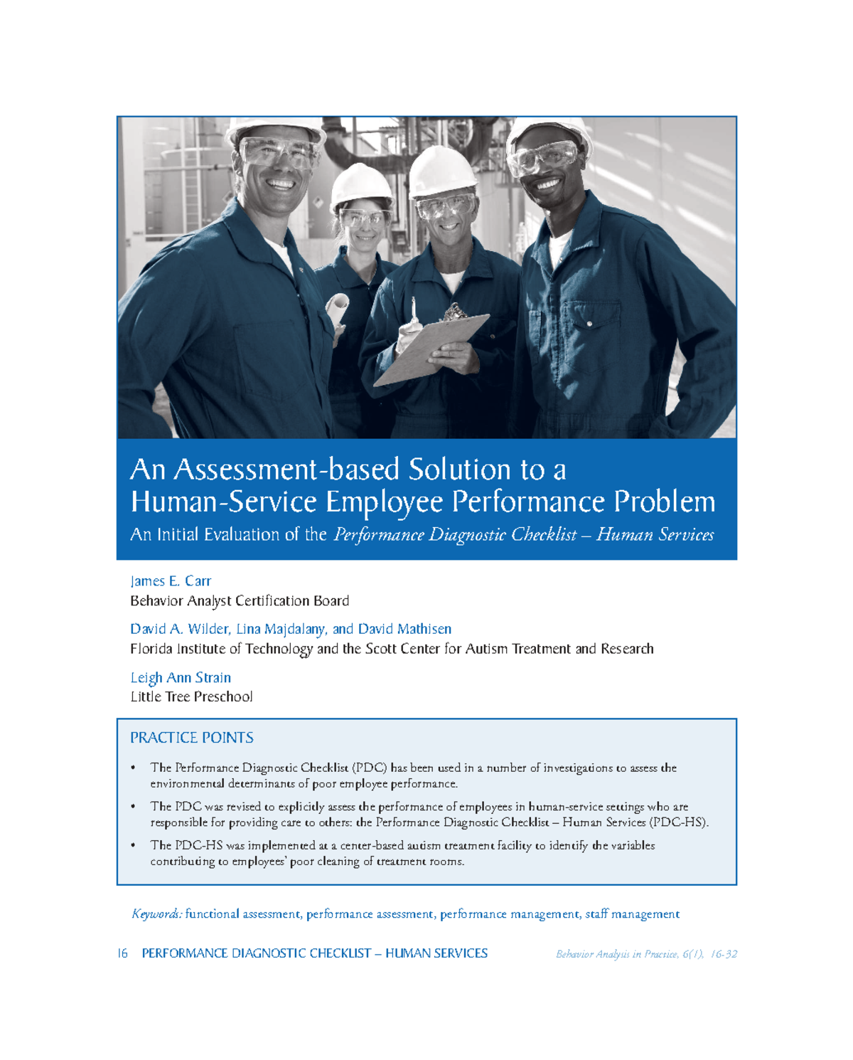 Evaluation of the Performance Diagnostic Checklist – Human Services ...