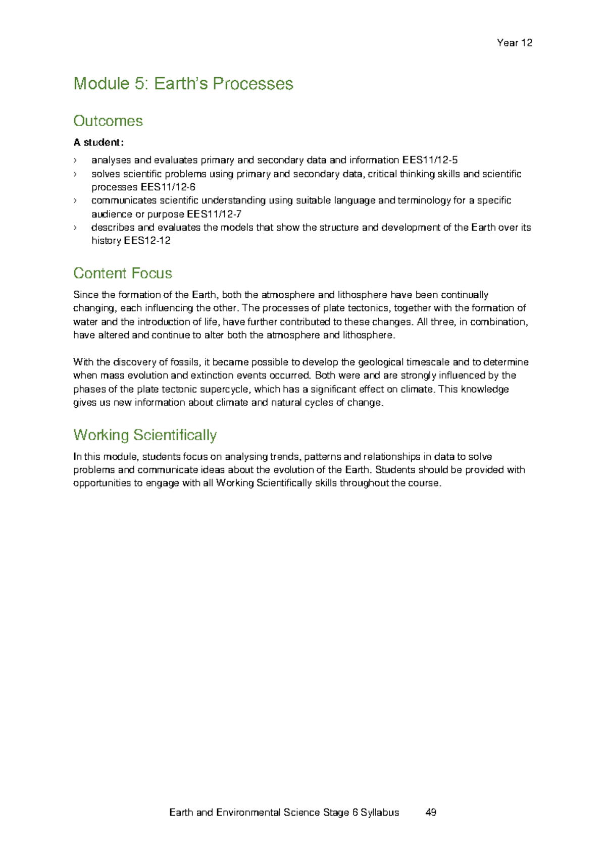 Year 12 E&E Module 5: Processes and Outcomes in Earth Science - Studocu