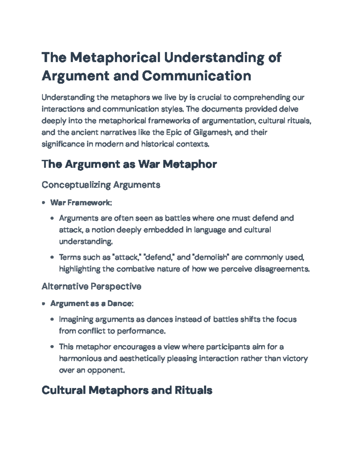 Understanding Argumentation and Communication: Metaphors in Context ...