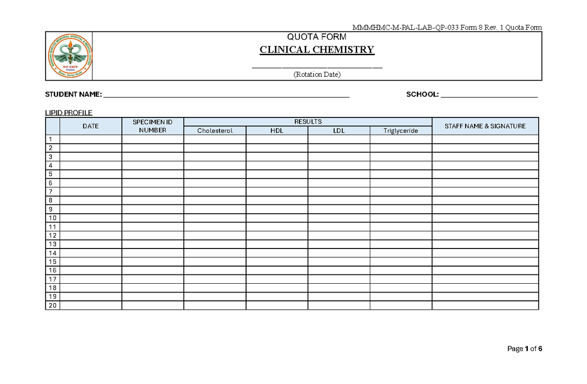 Clinical Chemistry - Lecture Notes (Form 8 Rev. 1) - Studocu
