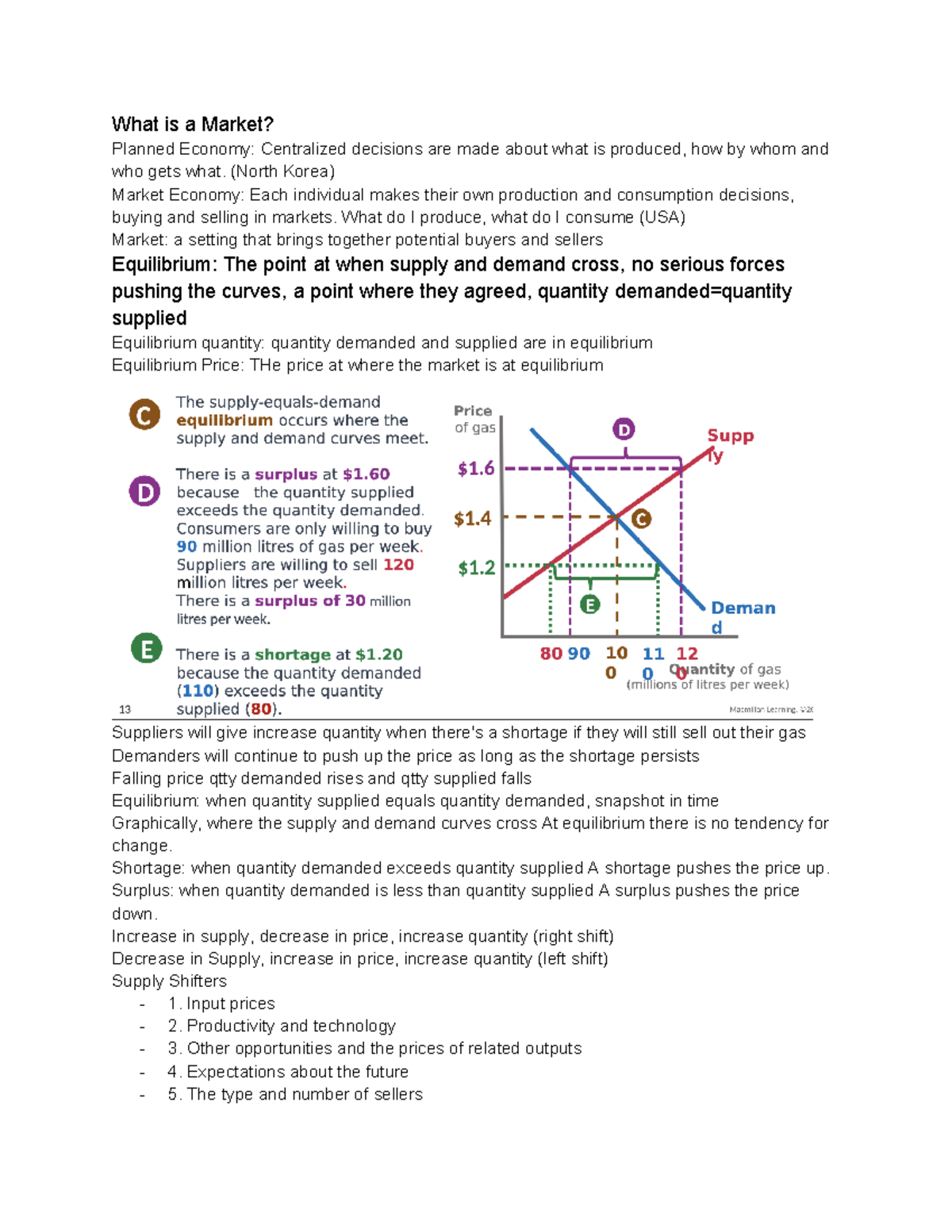 Econ Chapter 4 Notes - What is a Market? Planned Economy: Centralized ...