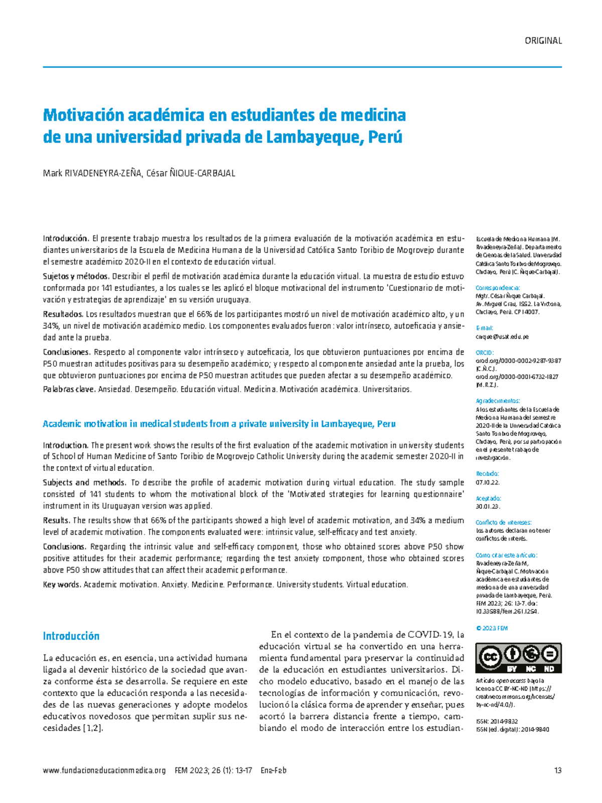 Motivación Académica y Ansiedad en Estudiantes de Medicina 2020-II ...