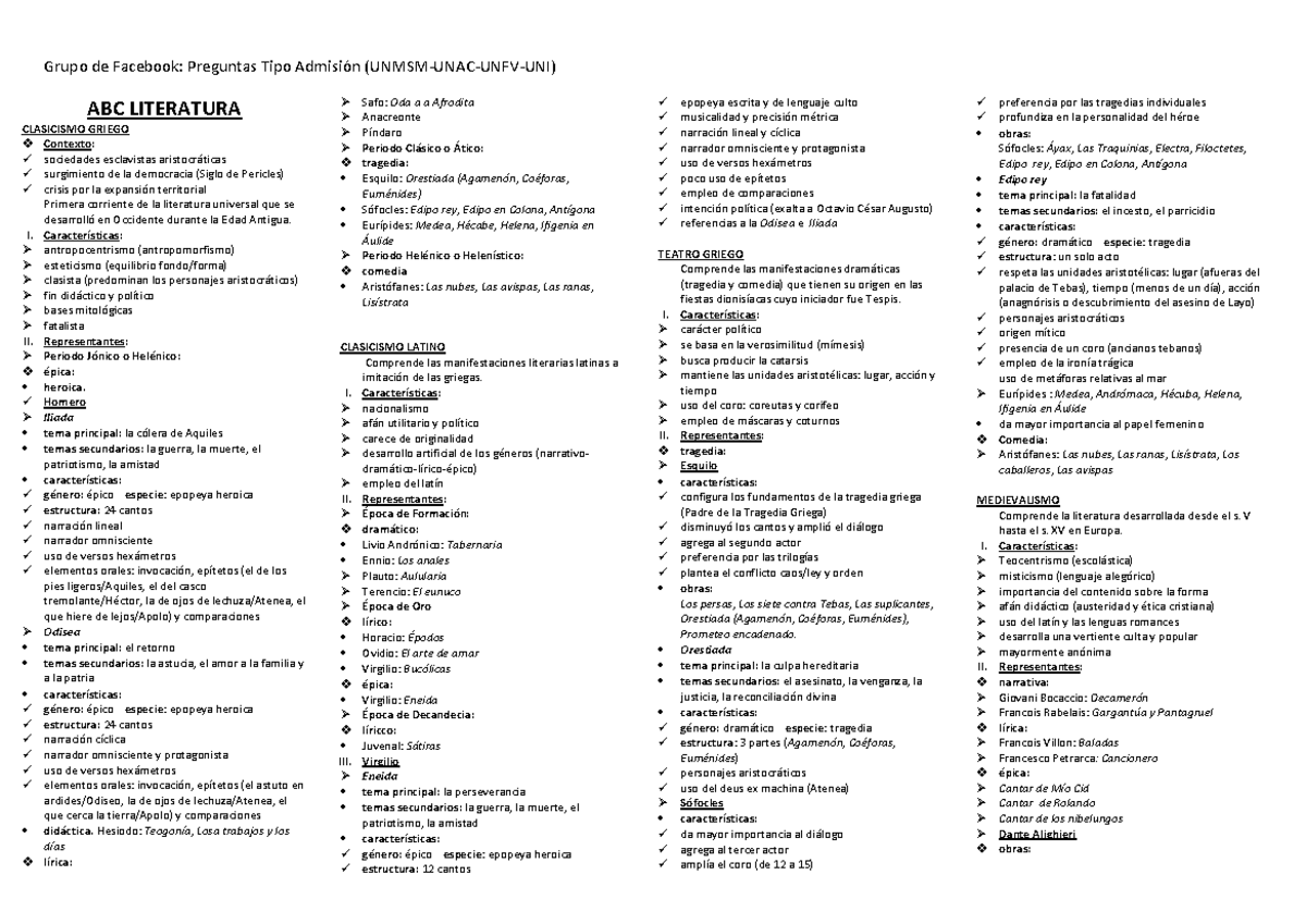 ABC de Literatura - Apuntes Completos para Preuniversitario - Document Preview