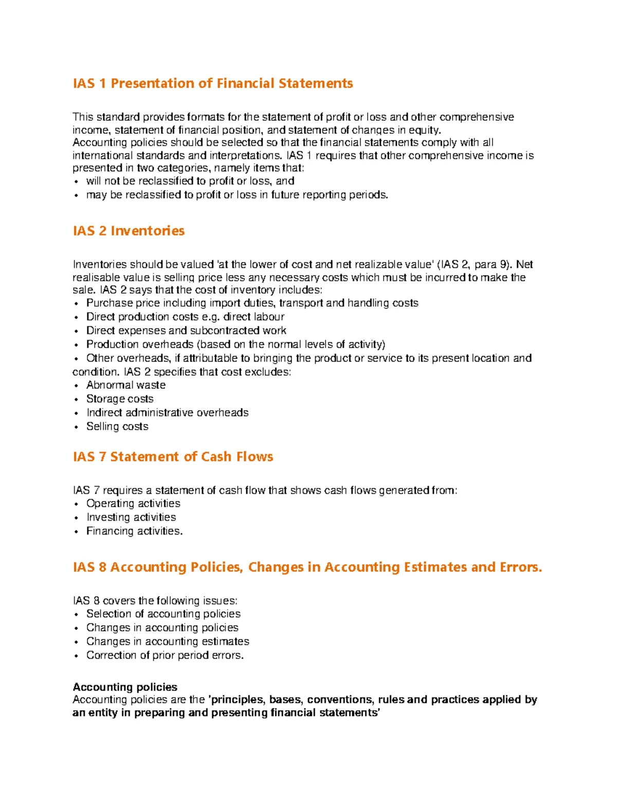 AAA Updated IAS Standards Overview & Key Concepts for Students - Studocu