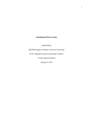 OKM1: Proficiency Scale & Assessment Blueprint for 3rd Grade Math - Studocu