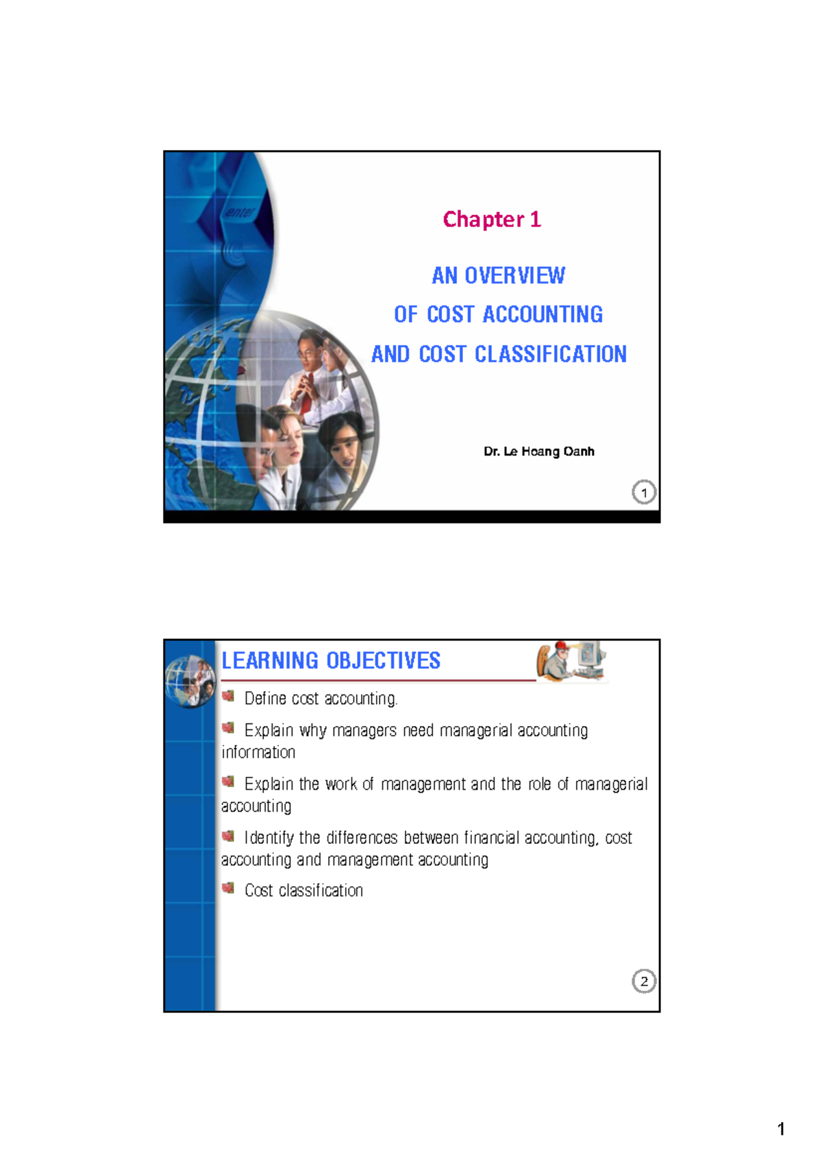 Chapter 1 - Intro to Cost Accounting & Cost Classification (ACC 101 ...