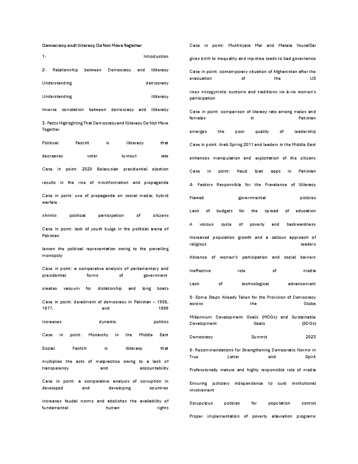 Democracy and Illiteracy: An Inextricable Link - Case Study Analysis ...