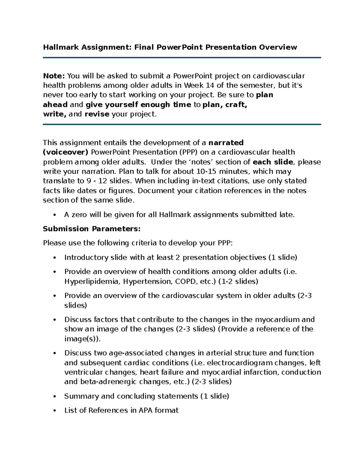 Hallmark Assignment: Final PowerPoint on Cardiovascular Health Problems ...