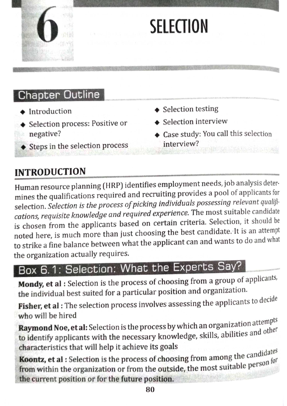 Selection Process Overview - Chapter Outline and Key Steps - Studocu
