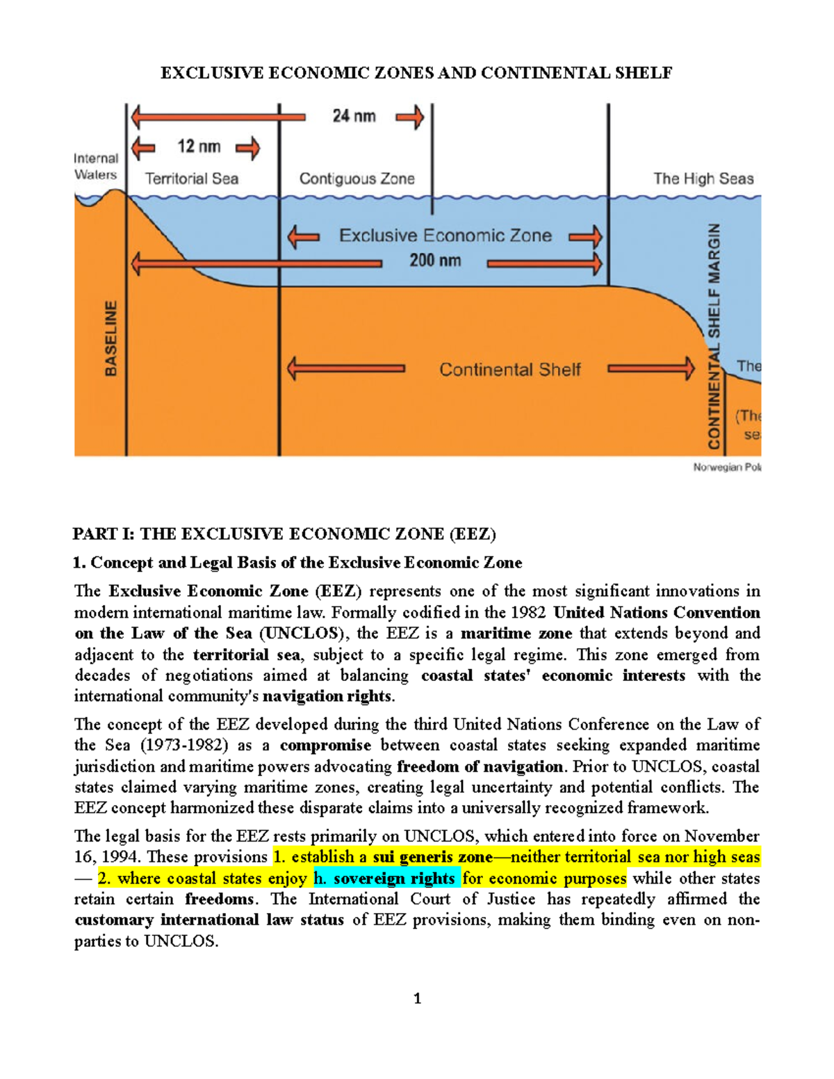 Exclusive Economic Zones & Continental Shelf: Legal Framework and ...