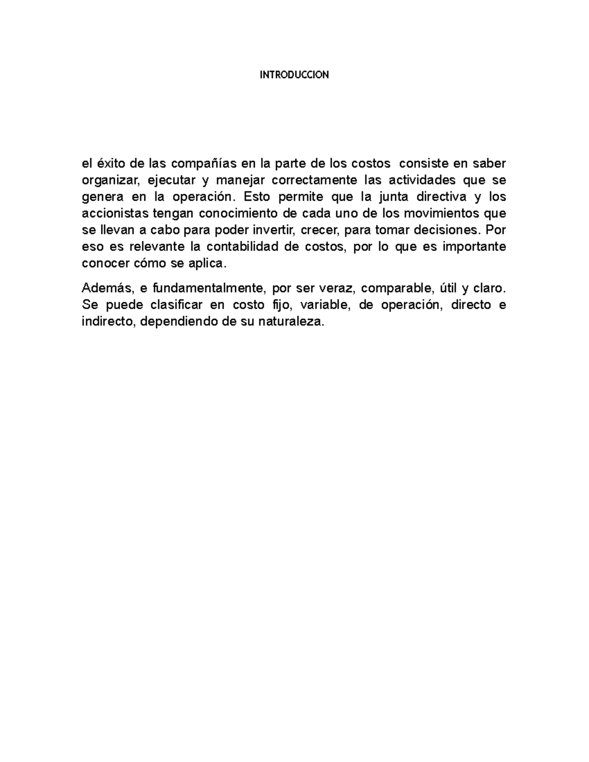 Ensayo: La Importancia de los Costos en la Empresa - AUD 101 - Studocu
