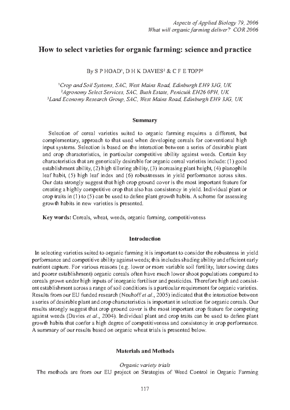 How to select varieties for organic farming - science and practice ...